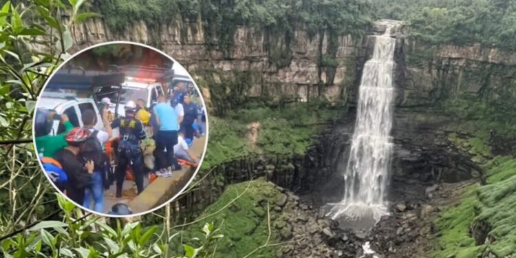 Rescatan con vida a una joven que había caído accidentalmente en una motocicleta al salto del Tequendama  