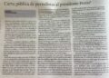Periodistas de Colombia dirigen una carta abierta al presidente Petro sobre el respeto a la libertad de prensa. 