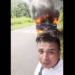Conductor llora inconsolablemente luego que la guerrilla le prendiera fuego al vehículo que le daba sustento como transportista 