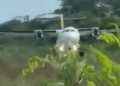 Aeronave de Satena que intentaba aterrizar en aeropuerto el embrujo de providencia debió abortar por vientos cruzados que casi lo tumban 