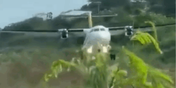 Aeronave de Satena que intentaba aterrizar en aeropuerto el embrujo de providencia debió abortar por vientos cruzados que casi lo tumban 